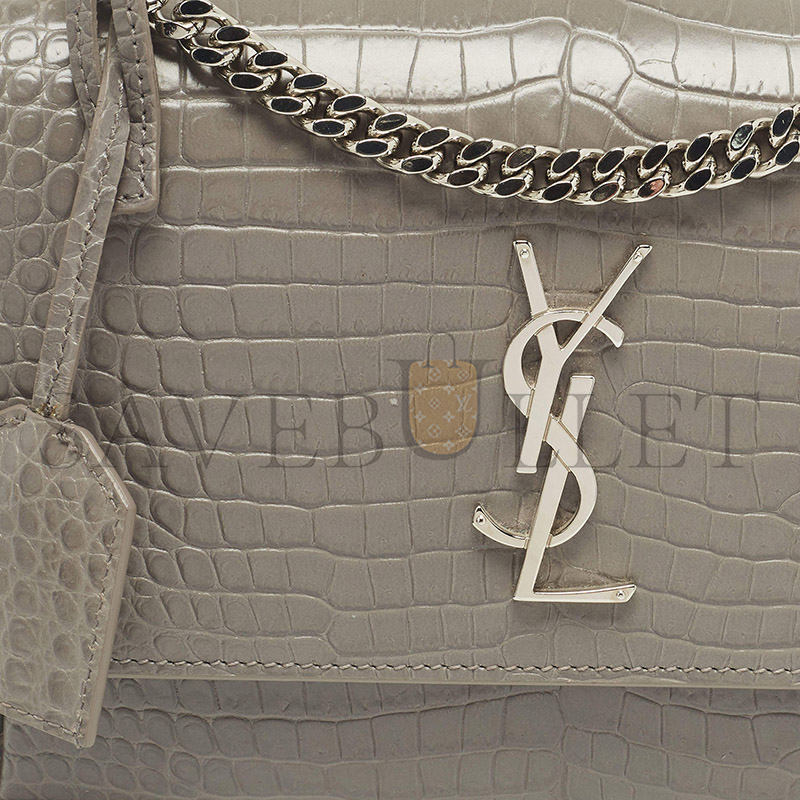 Y*L sunset medium chain bag in crocodile-embossed shiny leather 442906dnd0e1424 (22*16*6.5cm)